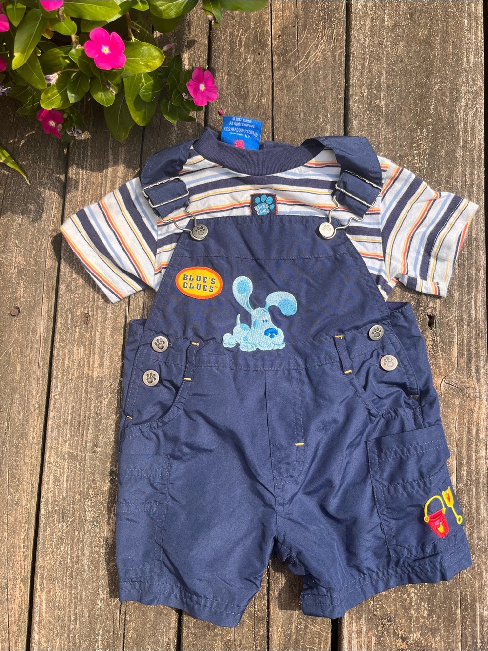 2002 Y2K Vintage Blues Clues Overall Shortalls